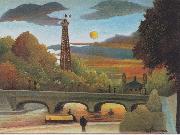 Henri Rousseau Seine and Eiffel-tower in the sunset oil painting reproduction